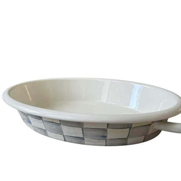 MacKenzie Childs Sterling Check Medium Oval Gratin Baking Dish Enamel Retired - Picture 5 of 16